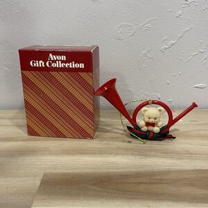 Avon Ornament Teddy on a French Horn Teddy Bear Ornament Collection w/ Box